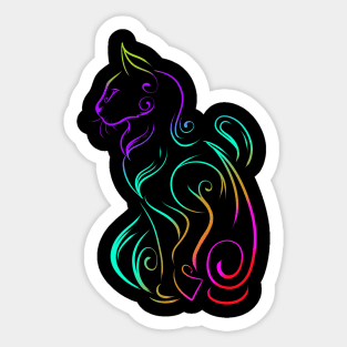 Colored Ornamental Cat In Asian Style On Purrsday Sticker